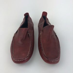 Aldo Mens Slip On Dress Shoes Loafers Red Leather